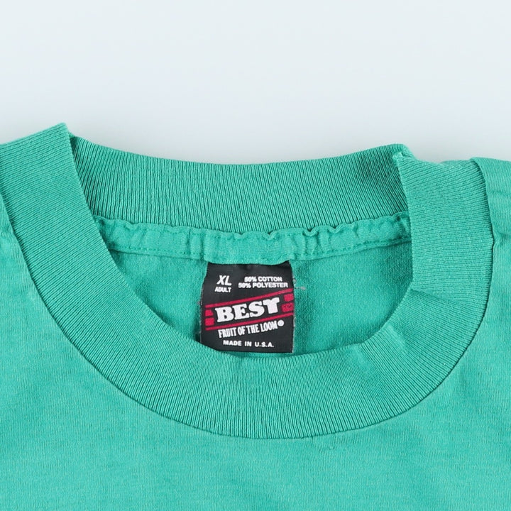 90'S Fruit of the Loom Advertising T-shirt Made in USA Men's XL Vintage cotton Emerald green Vintage Second Hand