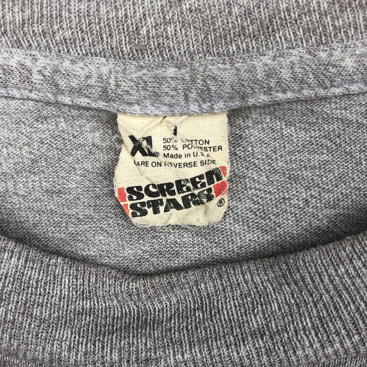 80'S Screen Stars American flag message print T-shirt, Made in USA, Men's XL equivalent, Vintage cotton gray type Vintage Second Hand