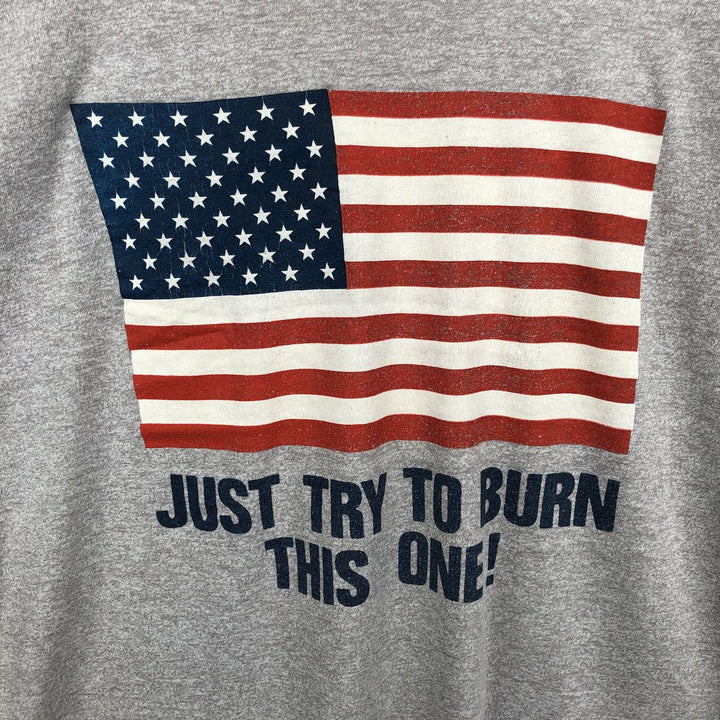 80'S Screen Stars American flag message print T-shirt, Made in USA, Men's XL equivalent, Vintage cotton gray type Vintage Second Hand