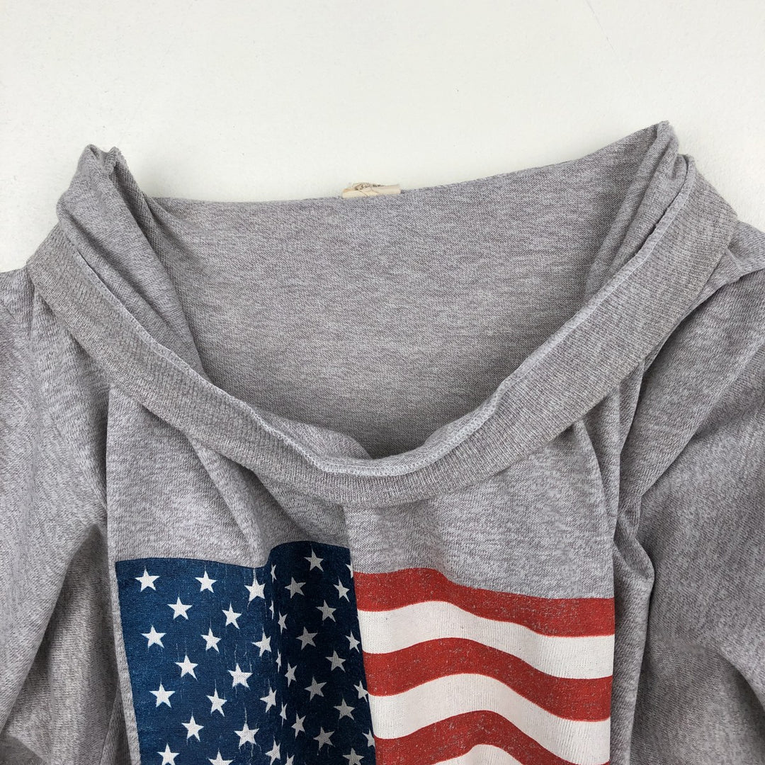 80'S Screen Stars American flag message print T-shirt, Made in USA, Men's XL equivalent, Vintage cotton gray type Vintage Second Hand