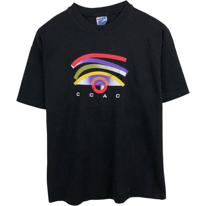 80s-90'S Hanes BEEFY-T College T-Shirt, Made in USA, Men's XL equivalent. cotton black type Vintage Second Hand