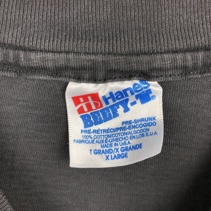 80s-90'S Hanes BEEFY-T College T-Shirt, Made in USA, Men's XL equivalent. cotton black type Vintage Second Hand