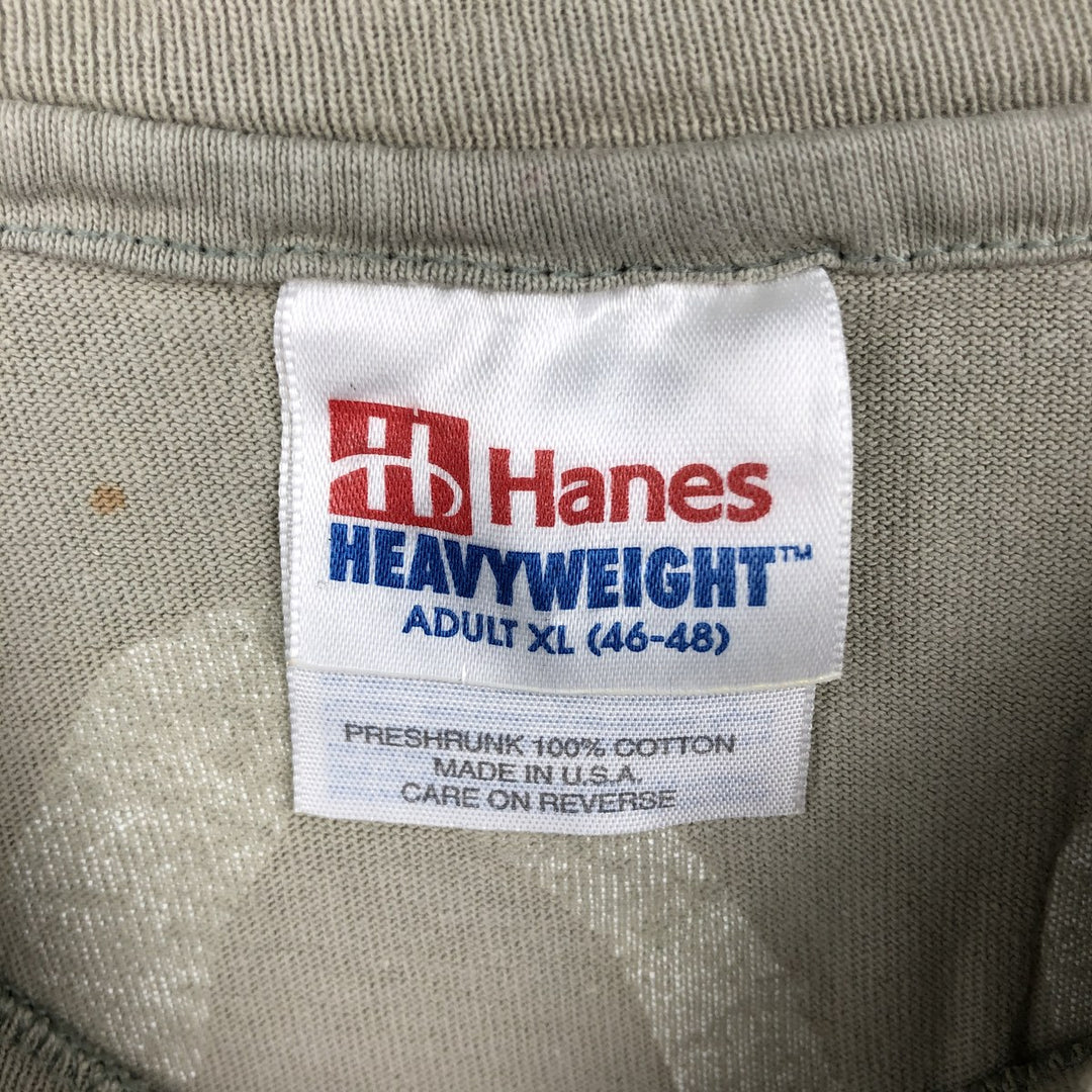 90'S Hanes Heavyweight Print T-Shirt, Made in USA, Men's Size XL (approx.) cotton gray type Vintage Second Hand
