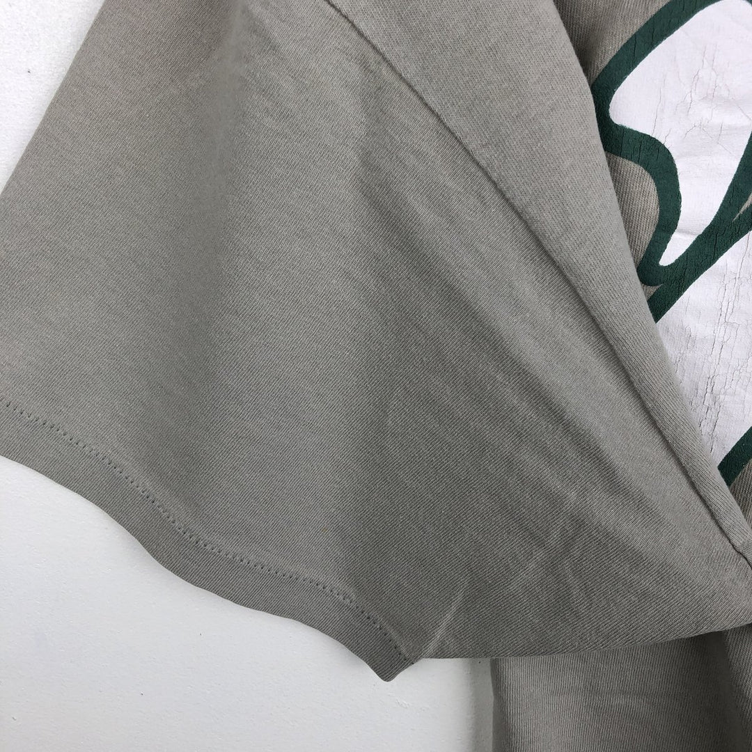 90'S Hanes Heavyweight Print T-Shirt, Made in USA, Men's Size XL (approx.) cotton gray type Vintage Second Hand