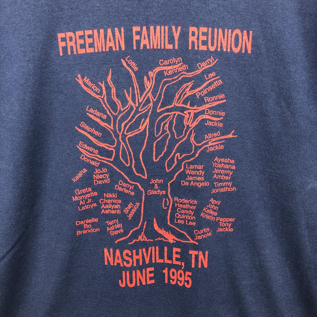 90'S Fruit of the Loom Best Printed T-shirt, Made in USA, Men's L size, Vintage cotton navy blue type Vintage Second Hand