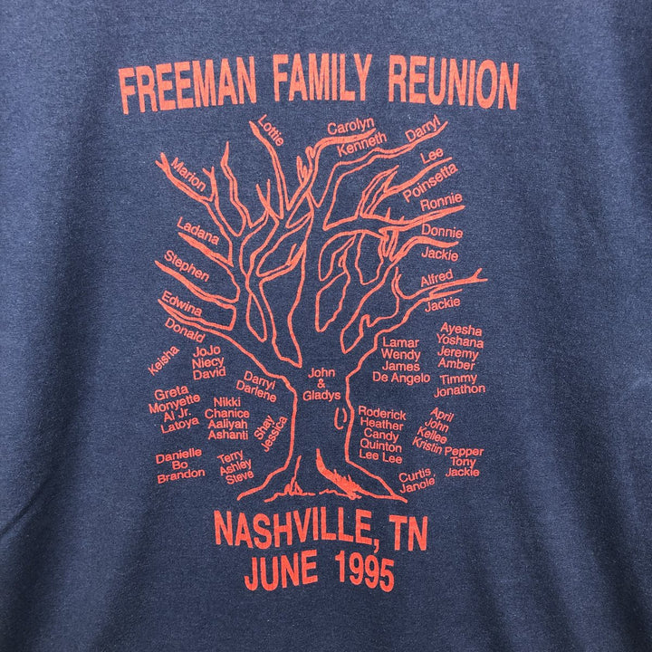 90'S Fruit of the Loom Best Printed T-shirt, Made in USA, Men's L size, Vintage cotton navy blue type Vintage Second Hand
