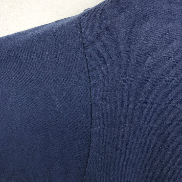 90'S Fruit of the Loom Best Printed T-shirt, Made in USA, Men's L size, Vintage cotton navy blue type Vintage Second Hand