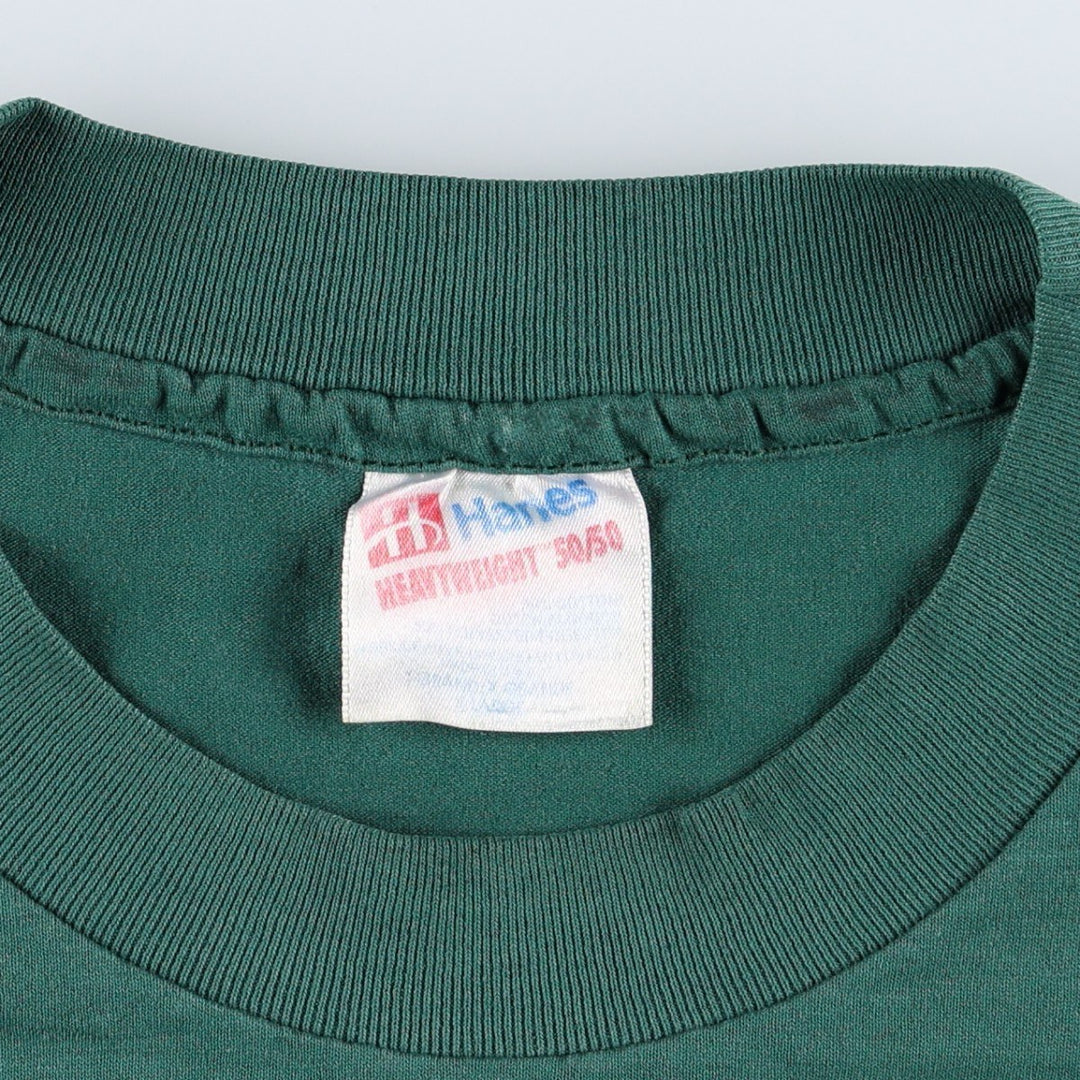 90'S Hanes Great Smoky Print T-Shirt, Made in USA, Men's XL equivalent, Vintage cotton green type Vintage Second Hand