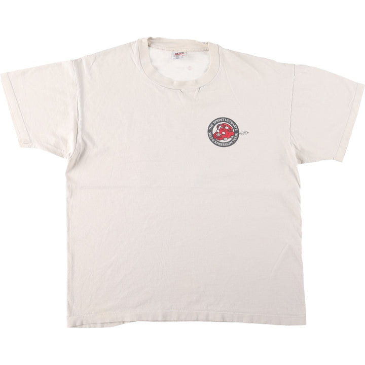 90'S Anvil Sprint Print T-Shirt, Made in USA, Men's XL equivalent, Vintage cotton pale white type Vintage Second Hand
