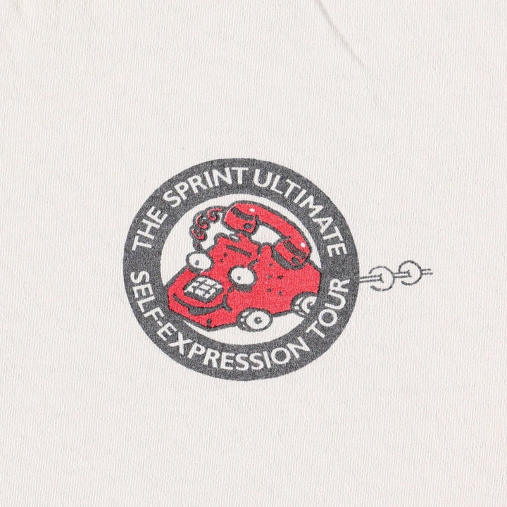 90'S Anvil Sprint Print T-Shirt, Made in USA, Men's XL equivalent, Vintage cotton pale white type Vintage Second Hand