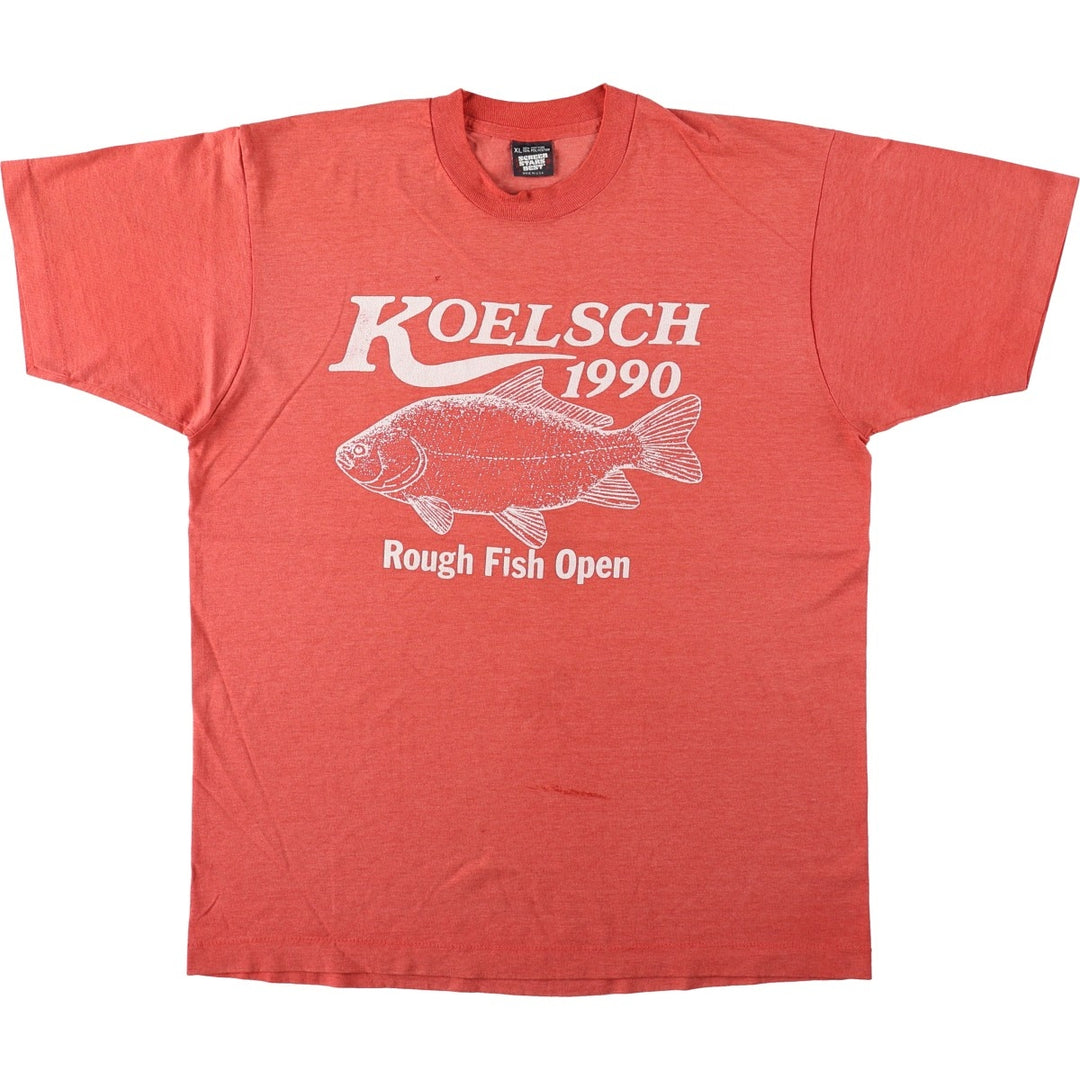 90'S Screen Stars Fish Print Animal T-Shirt, Made in USA, Men's XL (approx.), Vintage cotton red type Vintage Second Hand