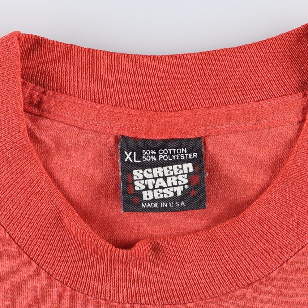 90'S Screen Stars Fish Print Animal T-Shirt, Made in USA, Men's XL (approx.), Vintage cotton red type Vintage Second Hand