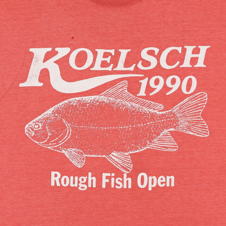 90'S Screen Stars Fish Print Animal T-Shirt, Made in USA, Men's XL (approx.), Vintage cotton red type Vintage Second Hand