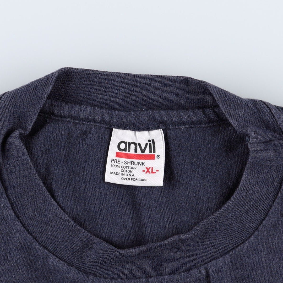 90'S Anvil Stamp Out Hunger National Food Drive Print T-Shirt, Made in USA, Men's XL equivalent, Vintage cotton navy blue type Vintage Second Hand