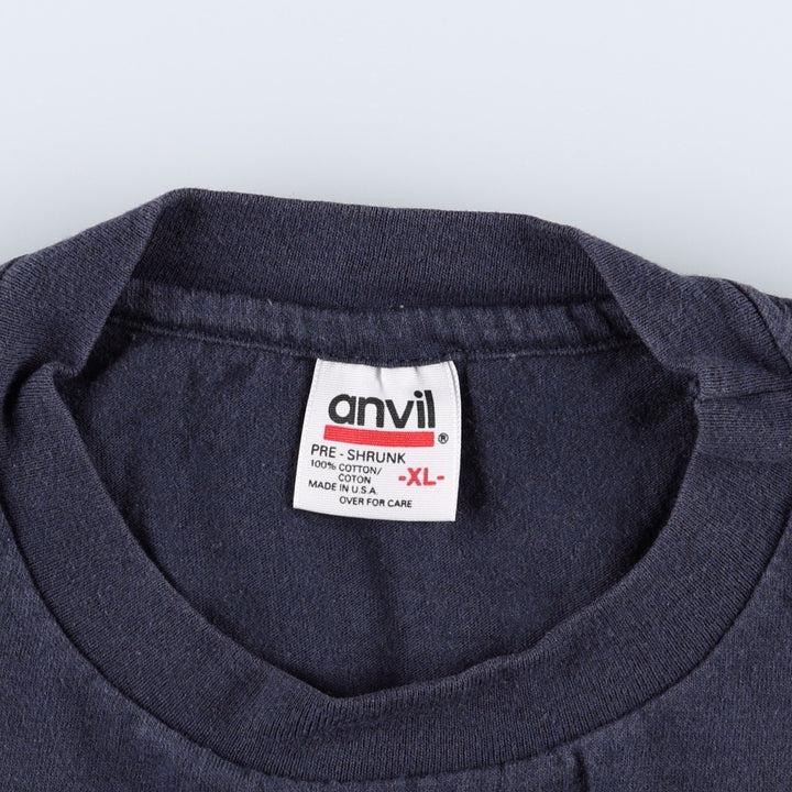 90'S Anvil Stamp Out Hunger National Food Drive Print T-Shirt, Made in USA, Men's XL equivalent, Vintage cotton navy blue type Vintage Second Hand
