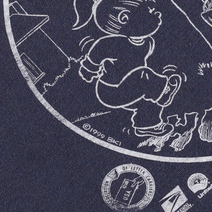 90'S Anvil Stamp Out Hunger National Food Drive Print T-Shirt, Made in USA, Men's XL equivalent, Vintage cotton navy blue type Vintage Second Hand
