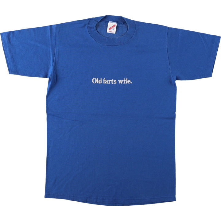 90'S Jerzees Message Print T-Shirt, Made in USA, Men's Size M (Equivalent), Vintage cotton blue type Vintage Second Hand