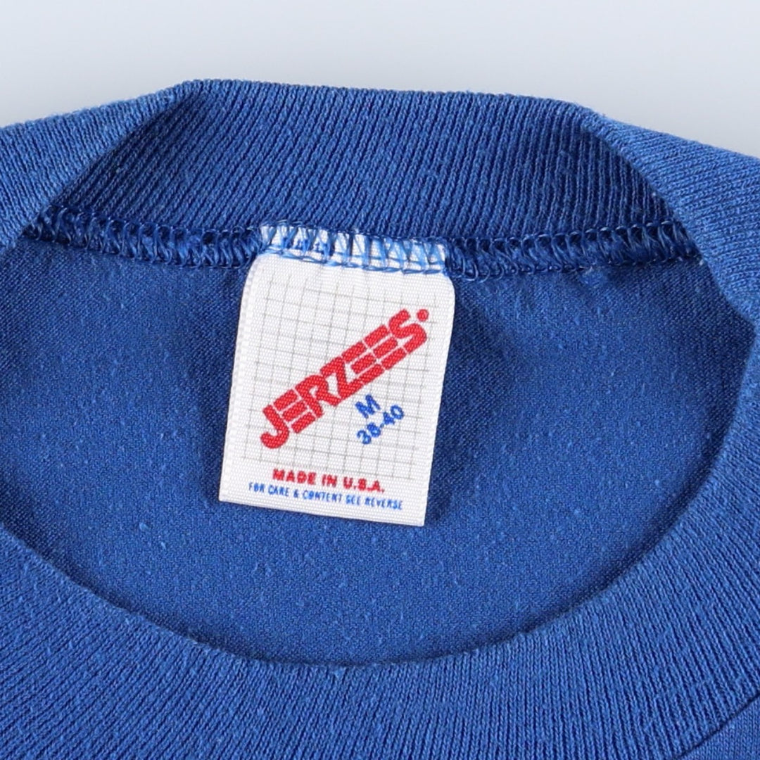 90'S Jerzees Message Print T-Shirt, Made in USA, Men's Size M (Equivalent), Vintage cotton blue type Vintage Second Hand