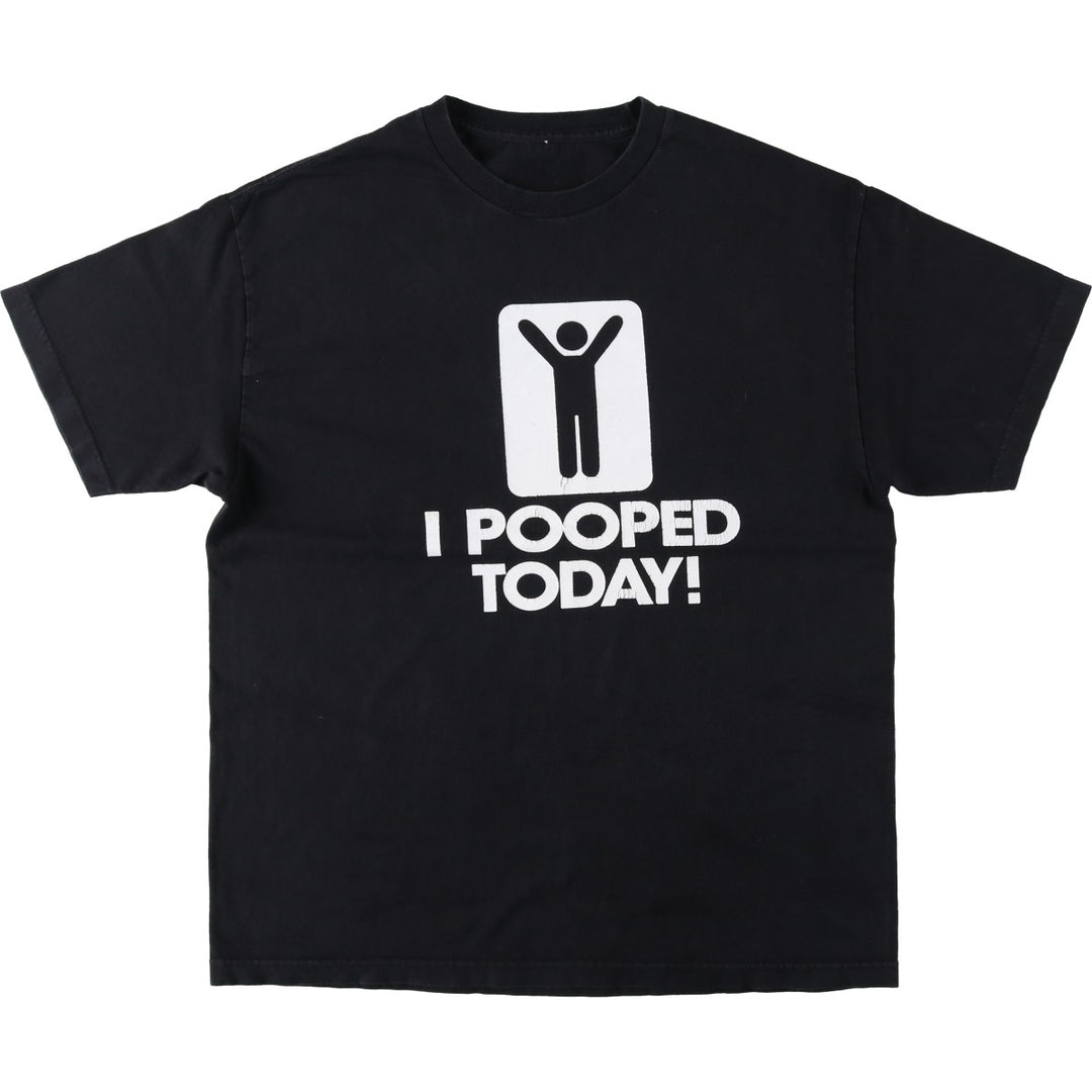 Message print T-shirt, men's size L (approx.) unclear black type Vintage Second Hand
