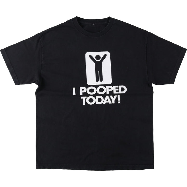 Message print T-shirt, men's size L (approx.) unclear black type Vintage Second Hand