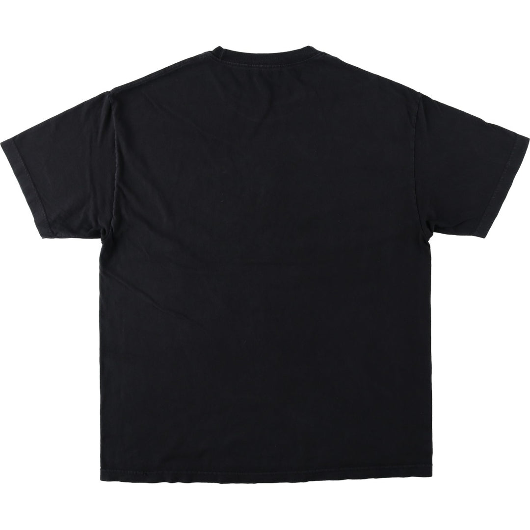 Message print T-shirt, men's size L (approx.) unclear black type Vintage Second Hand