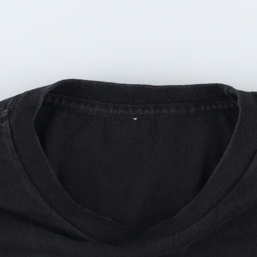 Message print T-shirt, men's size L (approx.) unclear black type Vintage Second Hand