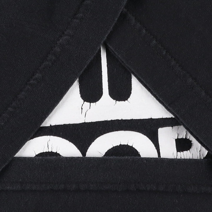 Message print T-shirt, men's size L (approx.) unclear black type Vintage Second Hand