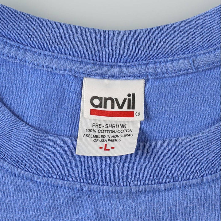 90'S Anvil Print T-Shirt, Men's Size L (Equivalent), Vintage cotton blue type Vintage Second Hand