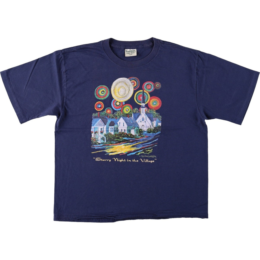 90'S STANFIELED'S Joy Laking Art T-Shirt, Made in Canada, Men's Size L (approx.), Vintage cotton navy blue type Vintage Second Hand