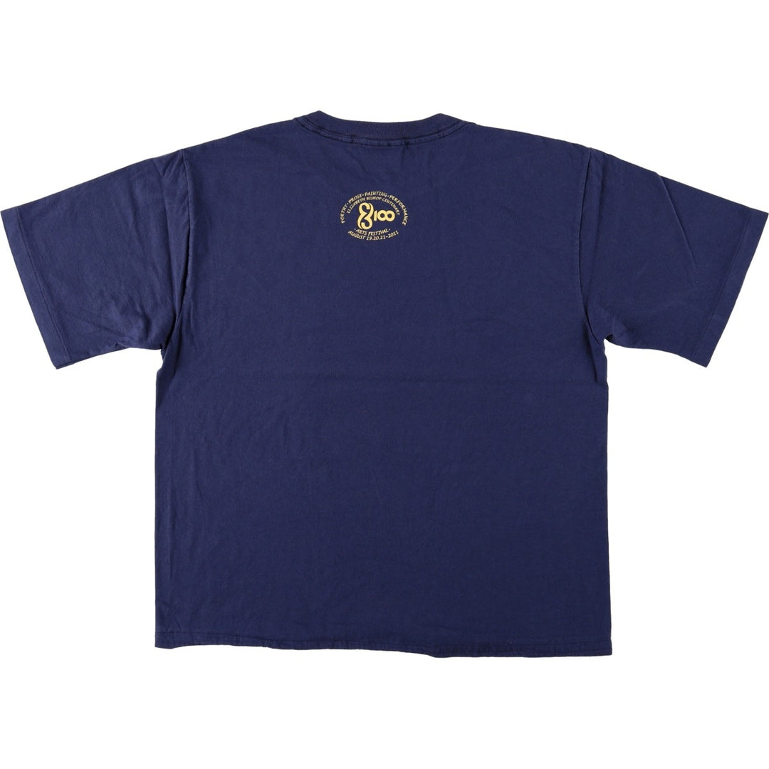 90'S STANFIELED'S Joy Laking Art T-Shirt, Made in Canada, Men's Size L (approx.), Vintage cotton navy blue type Vintage Second Hand