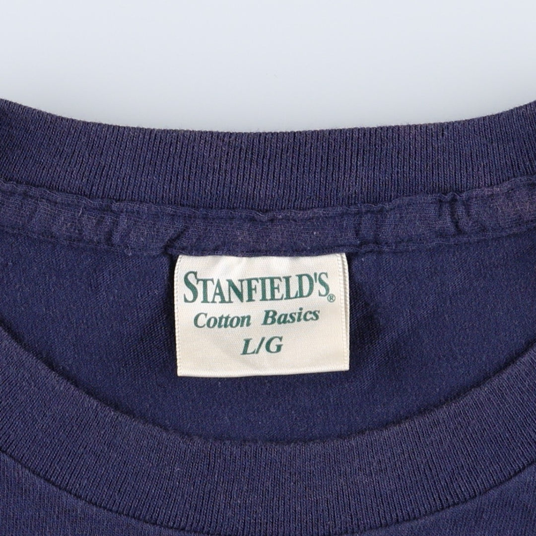 90'S STANFIELED'S Joy Laking Art T-Shirt, Made in Canada, Men's Size L (approx.), Vintage cotton navy blue type Vintage Second Hand