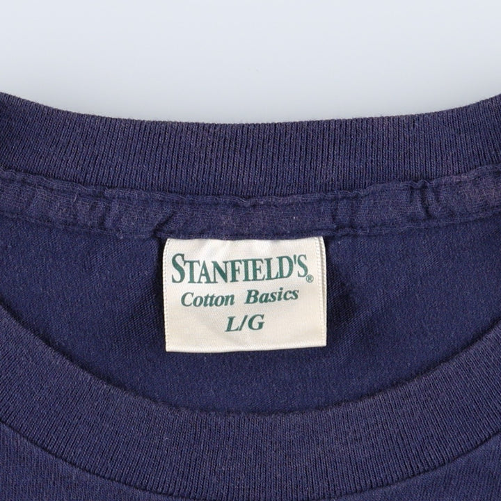 90'S STANFIELED'S Joy Laking Art T-Shirt, Made in Canada, Men's Size L (approx.), Vintage cotton navy blue type Vintage Second Hand