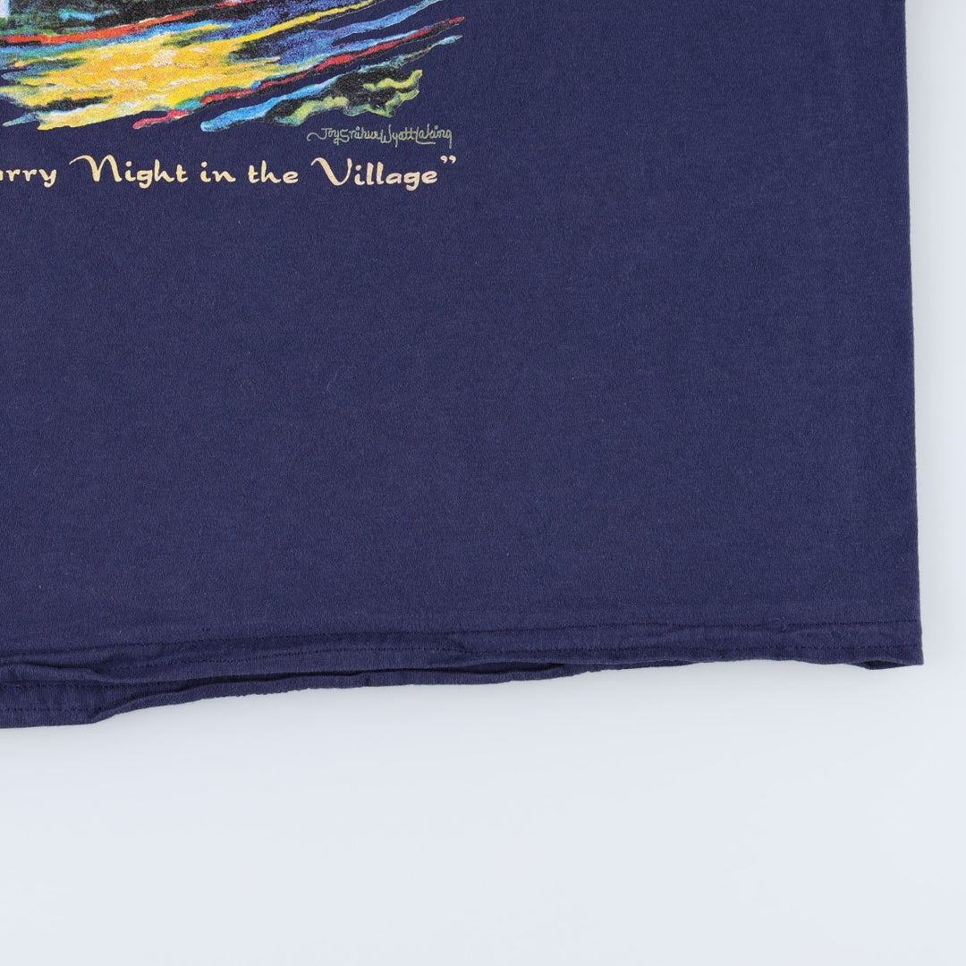 90'S STANFIELED'S Joy Laking Art T-Shirt, Made in Canada, Men's Size L (approx.), Vintage cotton navy blue type Vintage Second Hand