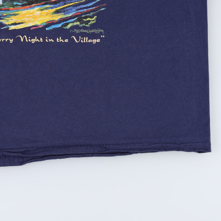 90'S STANFIELED'S Joy Laking Art T-Shirt, Made in Canada, Men's Size L (approx.), Vintage cotton navy blue type Vintage Second Hand