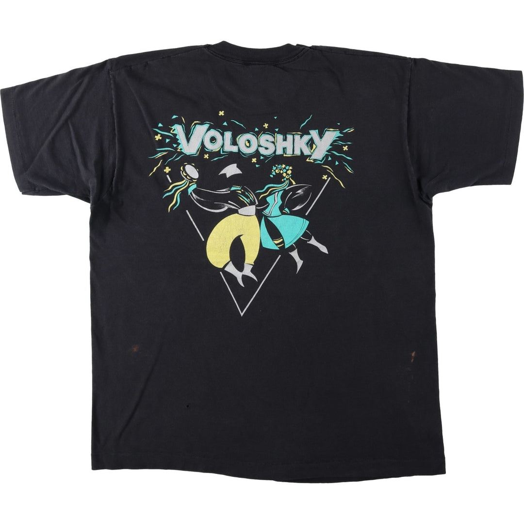 90'S Fruit of the Loom printed T-shirt, made in the USA, men's XL size, vintage cotton black type Vintage Second Hand