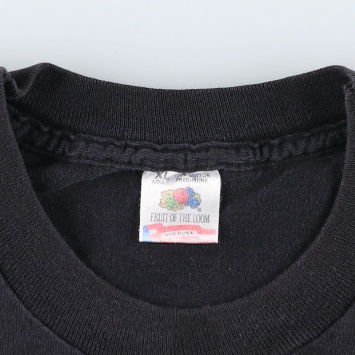 90'S Fruit of the Loom printed T-shirt, made in the USA, men's XL size, vintage cotton black type Vintage Second Hand