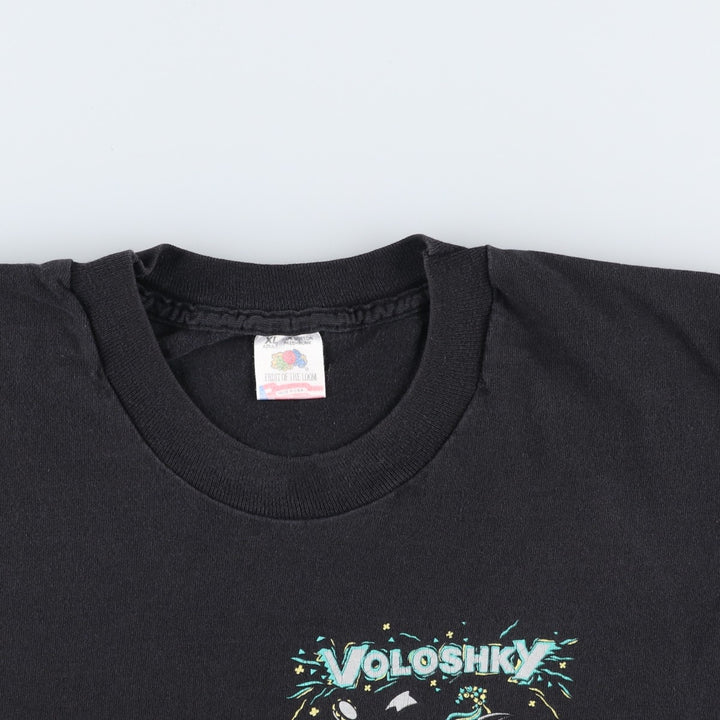 90'S Fruit of the Loom printed T-shirt, made in the USA, men's XL size, vintage cotton black type Vintage Second Hand