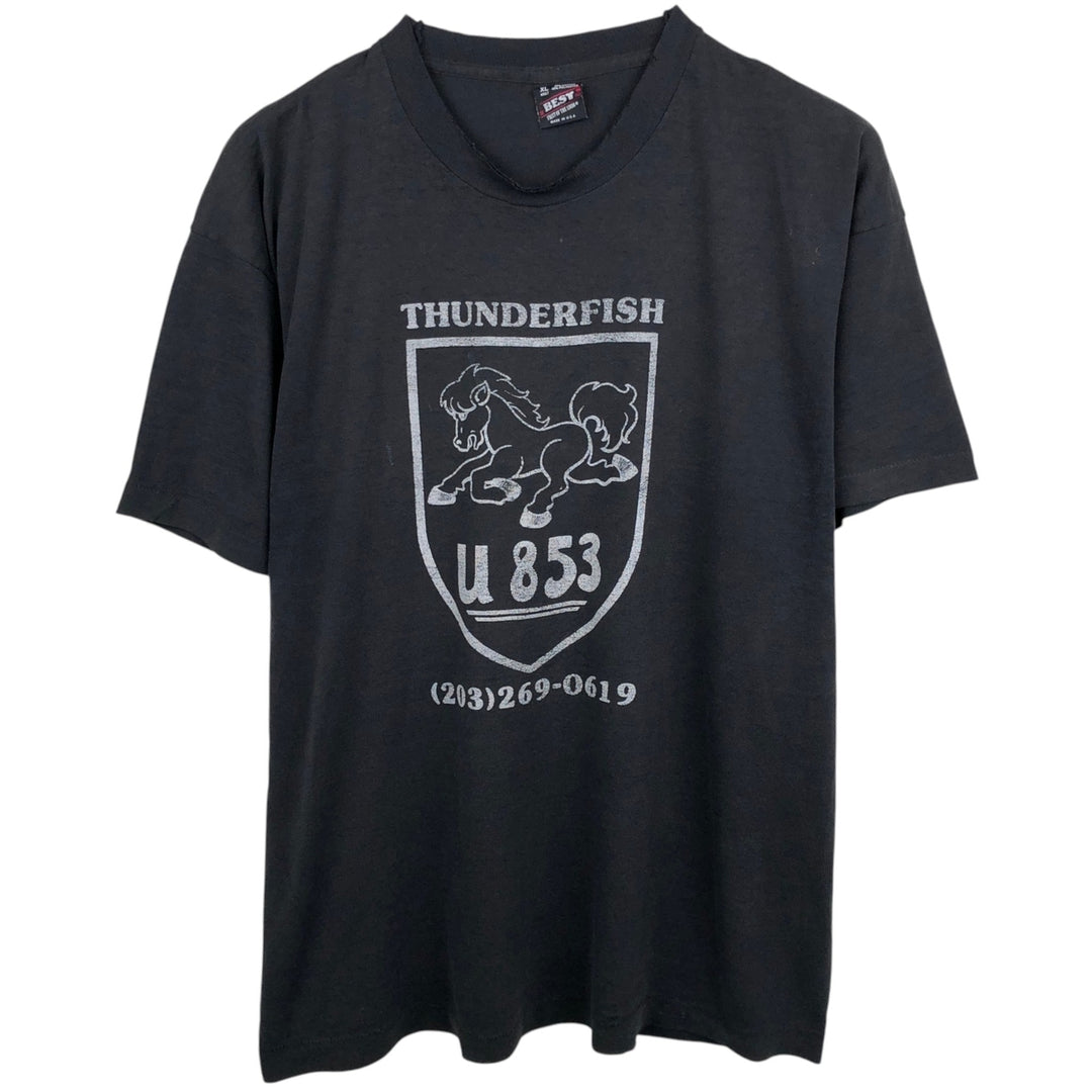 90'S Fruit of the Loom Best Print T-Shirt, Made in USA, Men's Size XL (approx.) cotton black type Vintage Second Hand