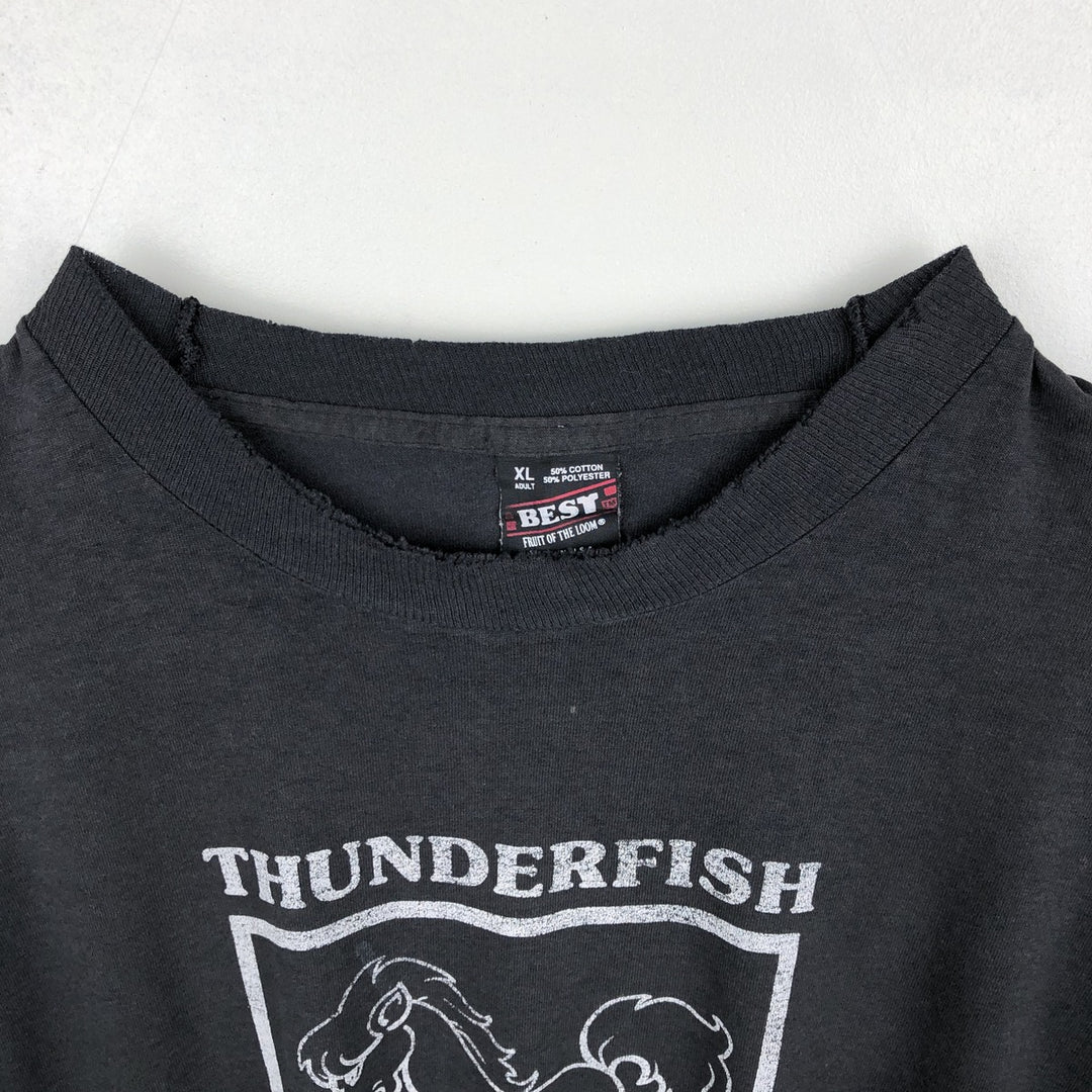90'S Fruit of the Loom Best Print T-Shirt, Made in USA, Men's Size XL (approx.) cotton black type Vintage Second Hand