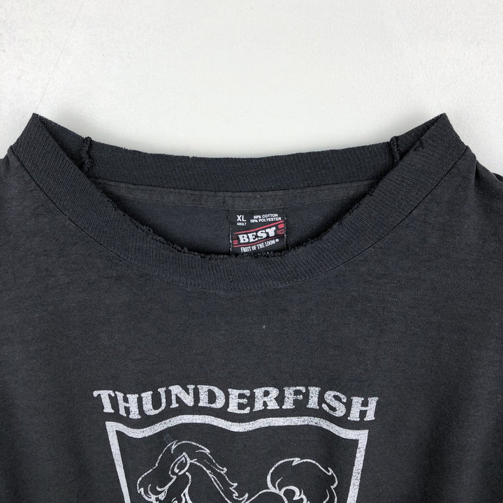 90'S Fruit of the Loom Best Print T-Shirt, Made in USA, Men's Size XL (approx.) cotton black type Vintage Second Hand