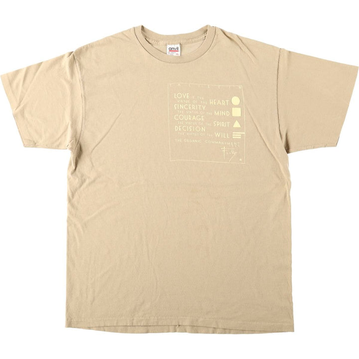 90'S Anvil Printed T-shirt Made in USA Men's XL Vintage cotton Beige type Vintage Second Hand