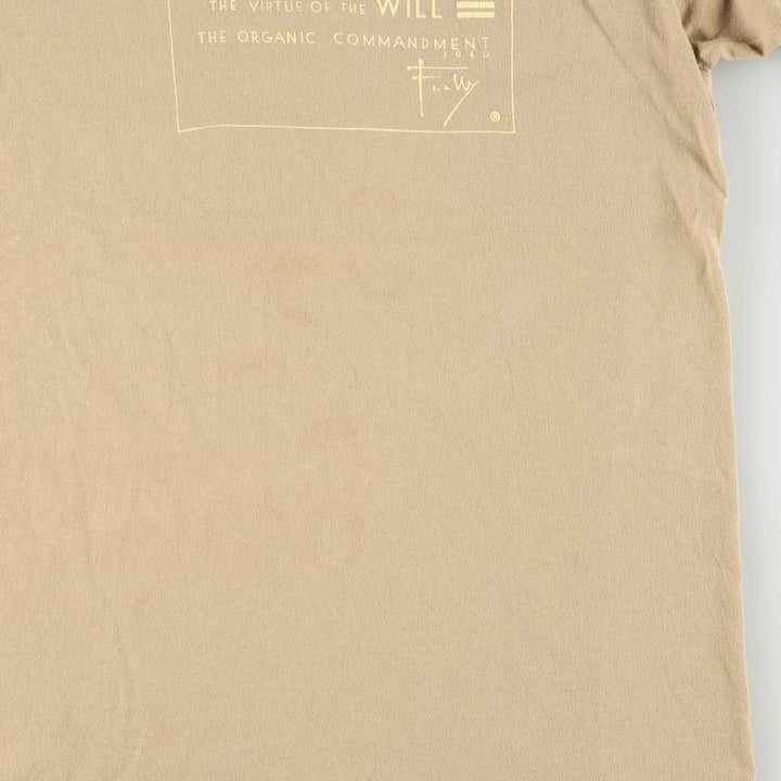 90'S Anvil Printed T-shirt Made in USA Men's XL Vintage cotton Beige type Vintage Second Hand