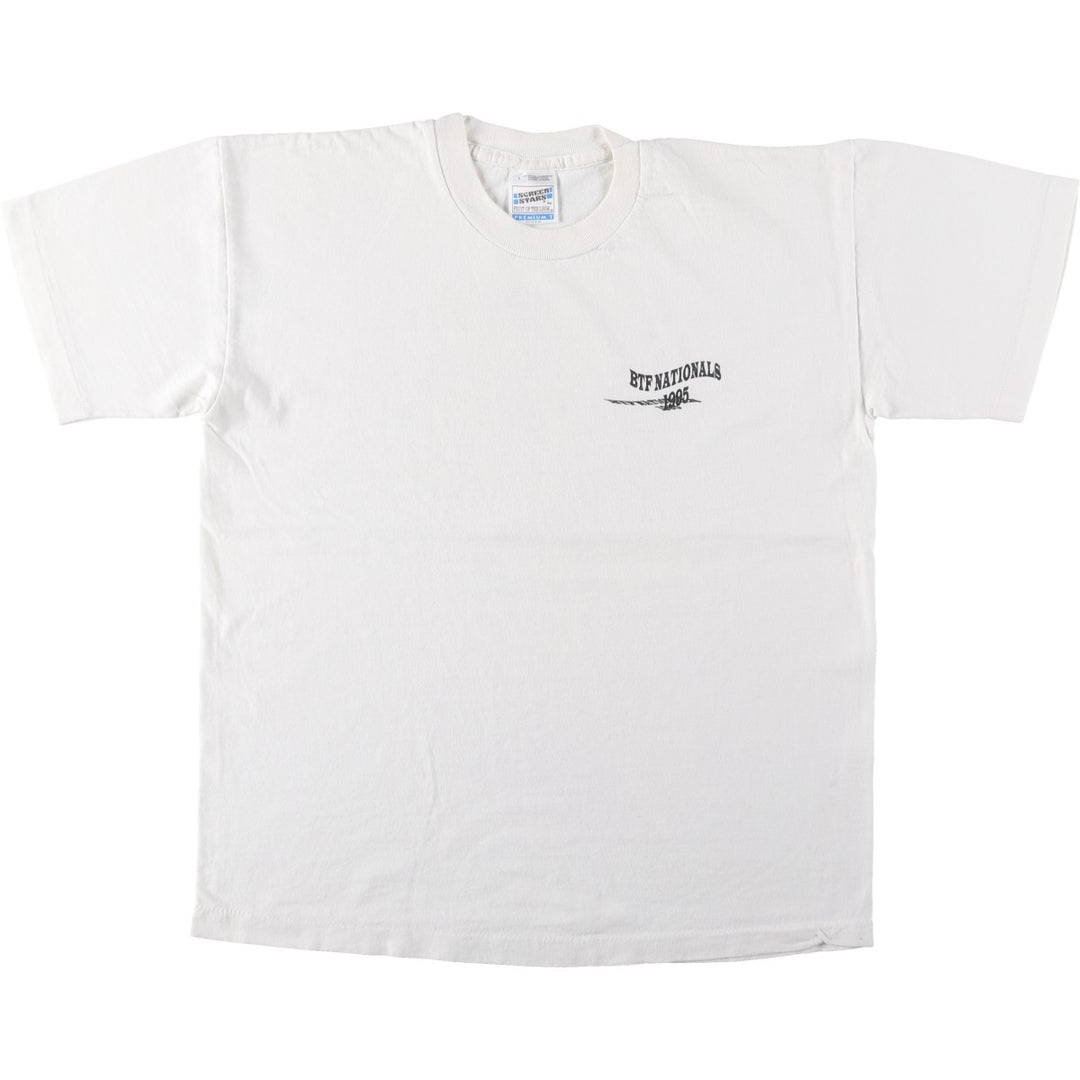 90'S Fruit of the Loom SCREEN STARS Screen Stars Printed T-shirt Men's L size Vintage cotton white type Vintage Second Hand