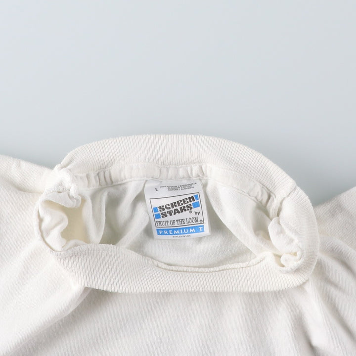 90'S Fruit of the Loom SCREEN STARS Screen Stars Printed T-shirt Men's L size Vintage cotton white type Vintage Second Hand