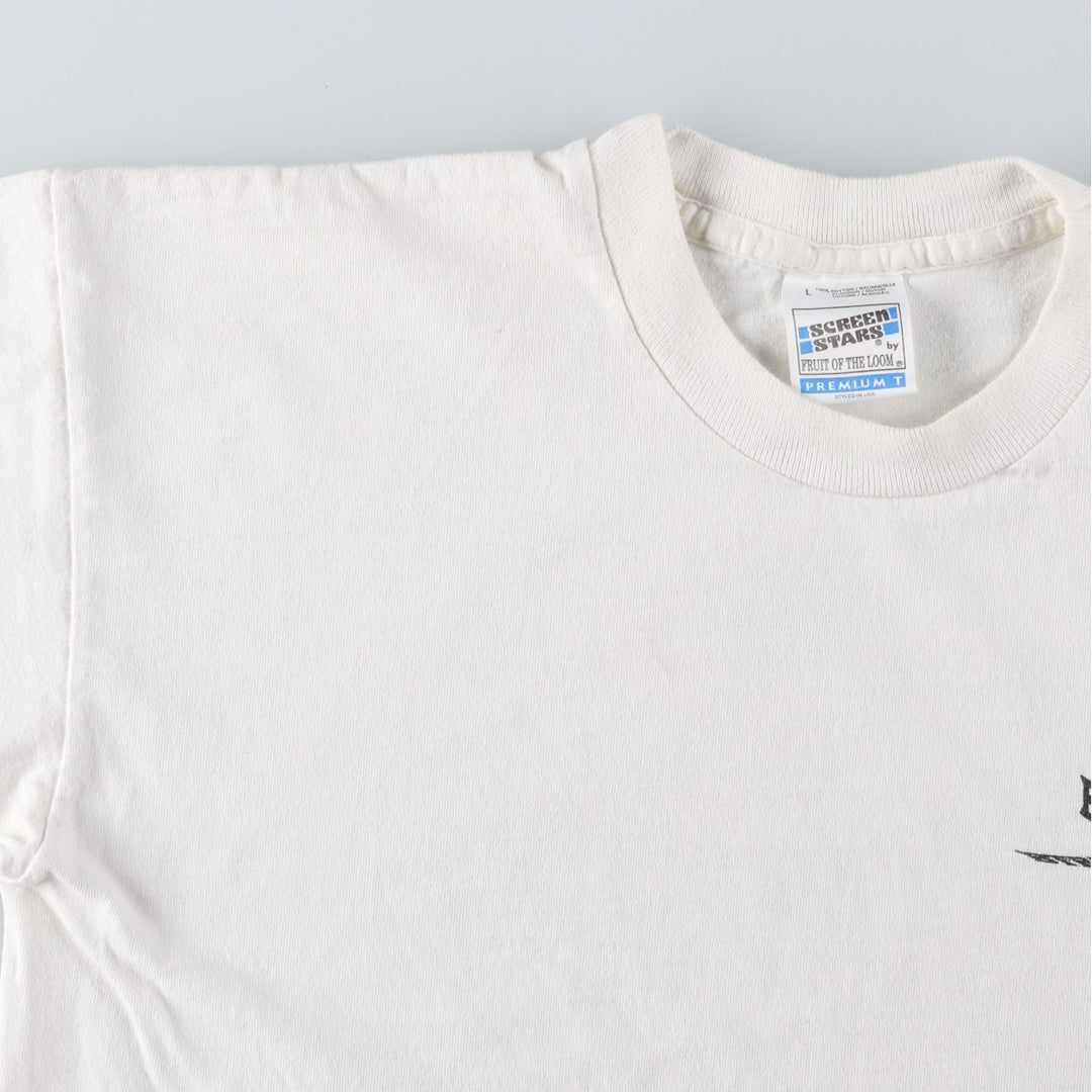 90'S Fruit of the Loom SCREEN STARS Screen Stars Printed T-shirt Men's L size Vintage cotton white type Vintage Second Hand