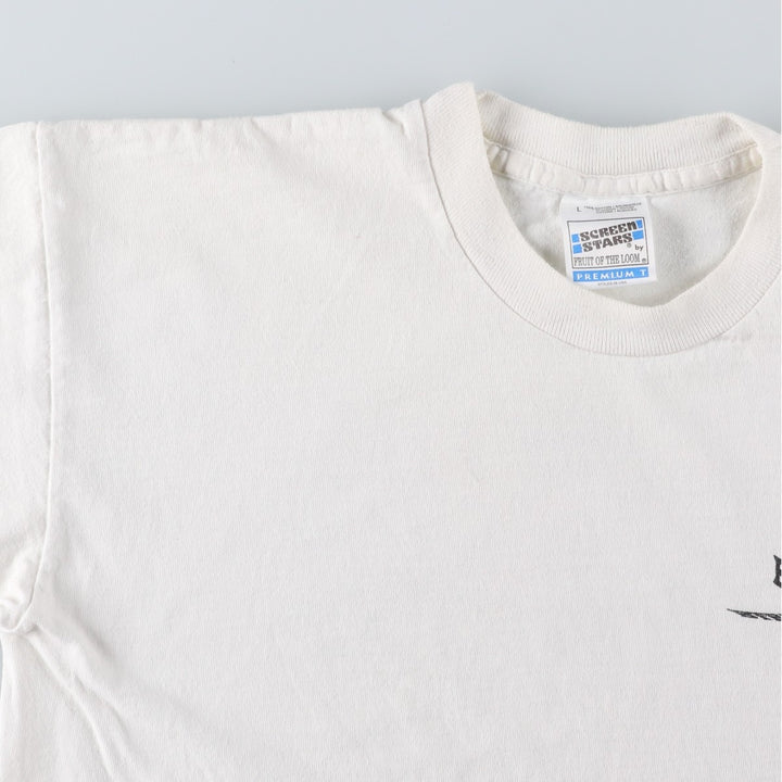 90'S Fruit of the Loom SCREEN STARS Screen Stars Printed T-shirt Men's L size Vintage cotton white type Vintage Second Hand