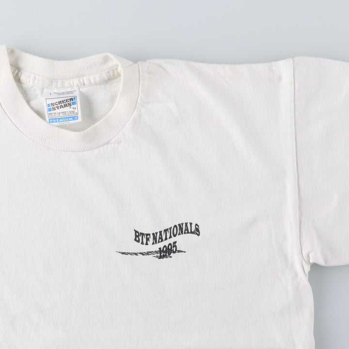 90'S Fruit of the Loom SCREEN STARS Screen Stars Printed T-shirt Men's L size Vintage cotton white type Vintage Second Hand