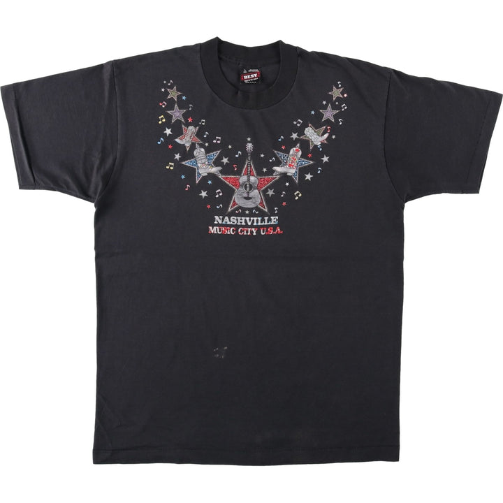 90'S Fruit of the Loom printed T-shirt, made in the USA, men's size L, vintage cotton black type Vintage Second Hand
