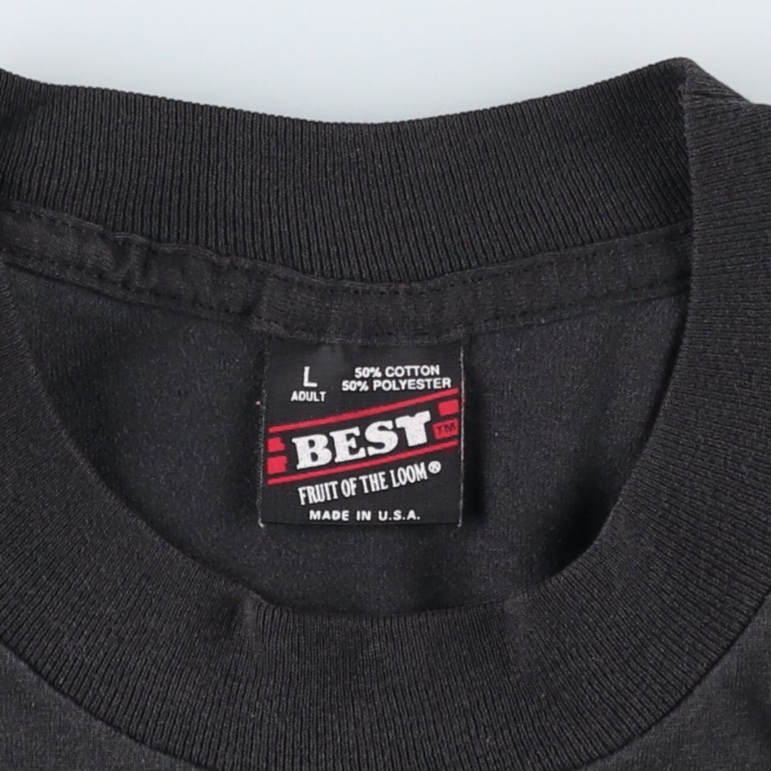 90'S Fruit of the Loom printed T-shirt, made in the USA, men's size L, vintage cotton black type Vintage Second Hand