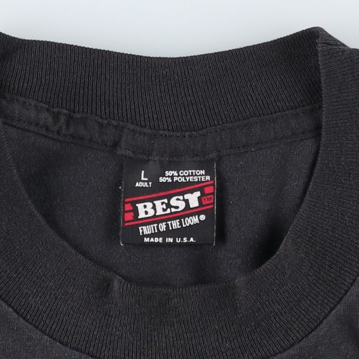 90'S Fruit of the Loom printed T-shirt, made in the USA, men's size L, vintage cotton black type Vintage Second Hand